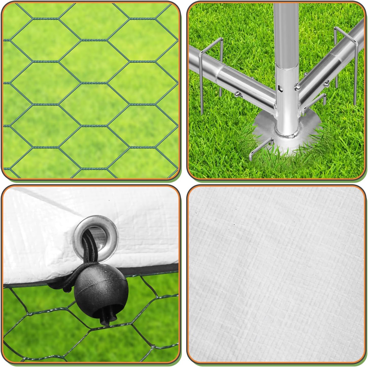 Gallinero Jaulas Para Animales Pequeños, 3 X 8 X 2 M, XXL, Con Cerradura De Seguridad Y Paño De Polietileno Impermeable, Ideal Para Pollos Y Otros Animales Pequeños