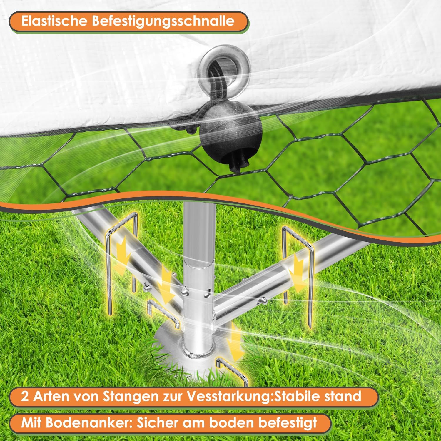 Gallinero Jaulas Para Animales Pequeños, 3 X 8 X 2 M, XXL, Con Cerradura De Seguridad Y Paño De Polietileno Impermeable, Ideal Para Pollos Y Otros Animales Pequeños