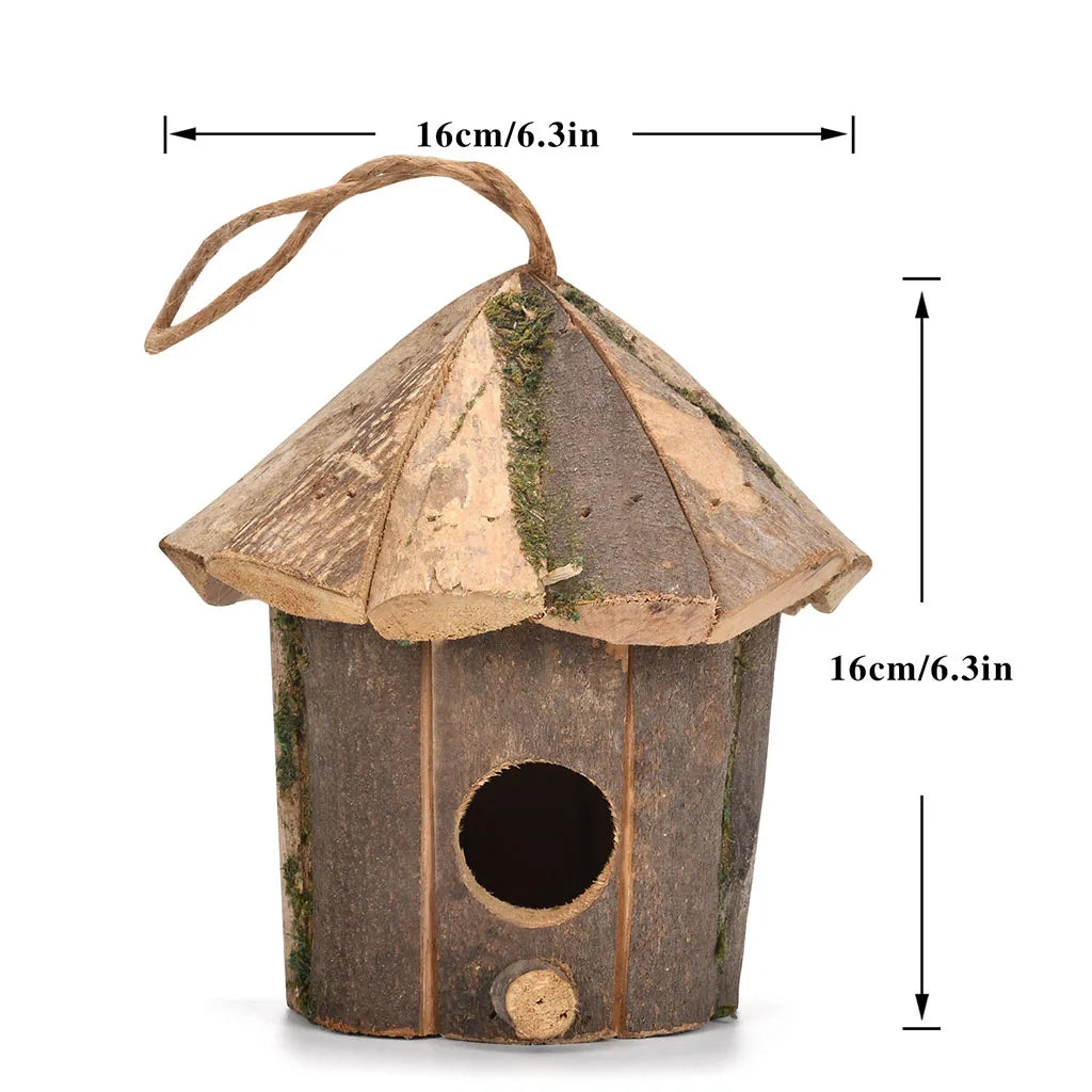 Nido De Pájaro De Madera Exterior, Decoración Natural, Cabaña De Pájaros, Casa De Colibrí Para Manualidad Casera, Nido De Pájaro Salvaje, Liquidación, Decoración De Casa De Pájaros De Jardín