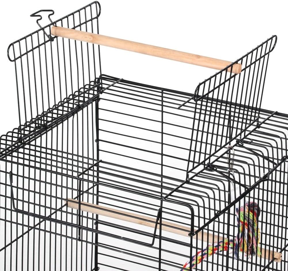 Yaheetech Jaula Para Pájaros Jaula De Metal, Negra, Con Comedero 40 X 40 X 58 Cm