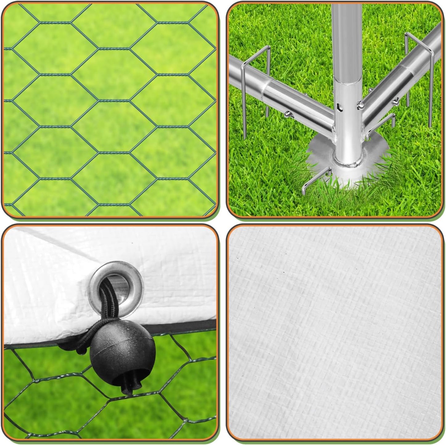 Gallinero Jaulas Para Animales Pequeños, 3 X 8 X 2 M, XXL, Con Cerradura De Seguridad Y Paño De Polietileno Impermeable, Ideal Para Pollos Y Otros Animales Pequeños