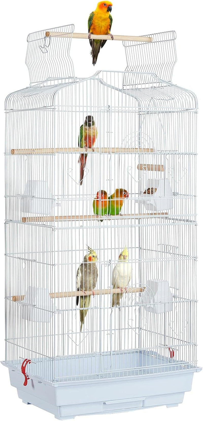Yaheetech Jaula Para Pájaros Jaula Metálica Para Mascota Aves Loros Canarios 46 X 36 X 92 Cm Blanco