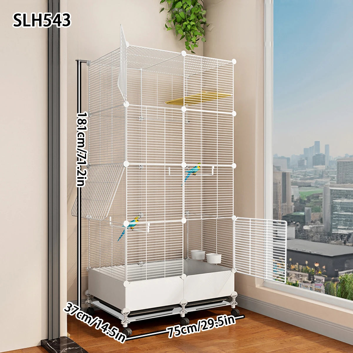 Jaula Para Pájaros, Jaula Para Loros, Casa De Invierno Extra Grande Para El Hogar, Jaula De Cría Especial a Prueba De Salpicaduras Para Loros Y Fénix Negro Grande