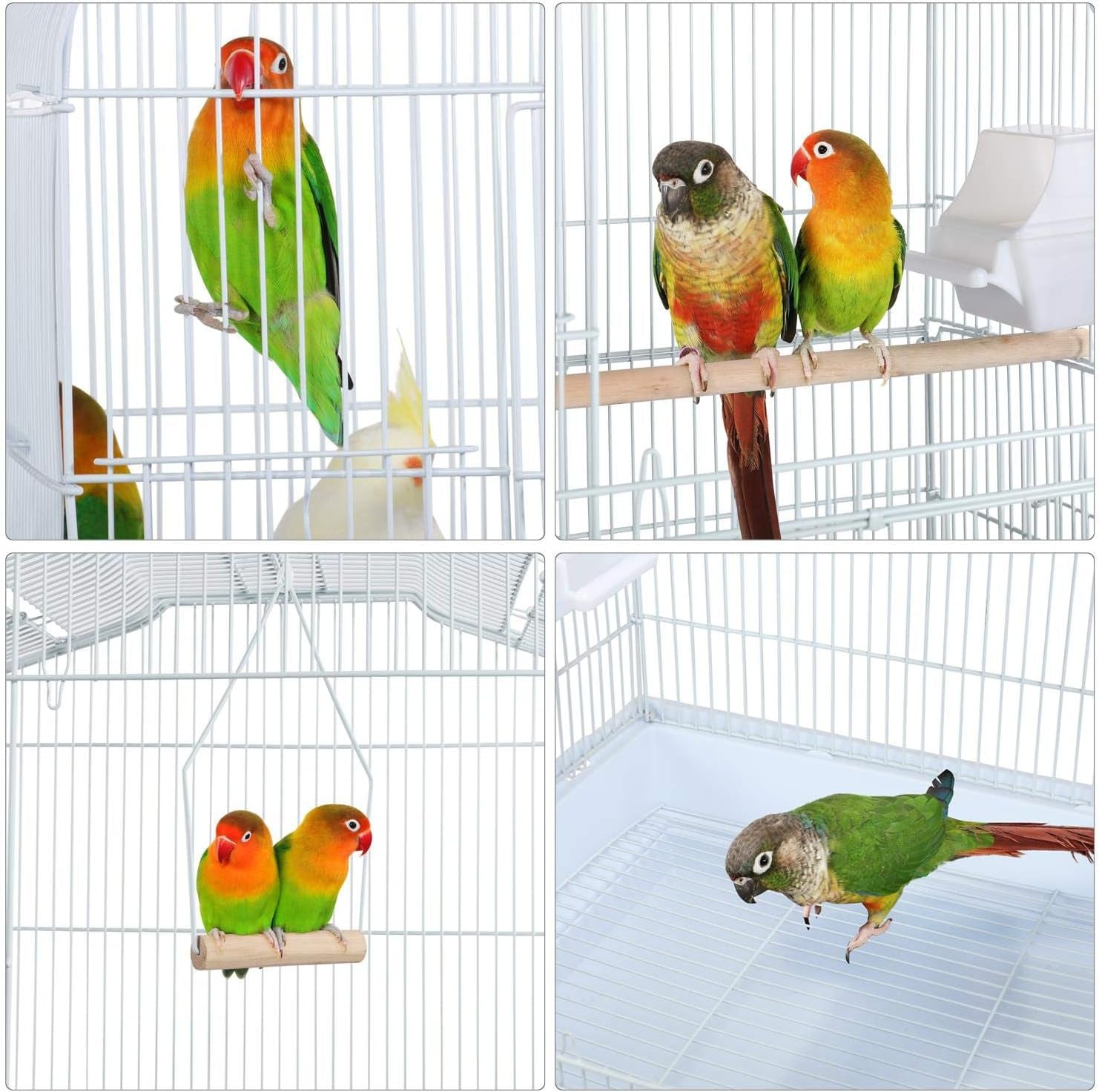 Yaheetech Jaula Para Pájaros Jaula Metálica Para Mascota Aves Loros Canarios 46 X 36 X 92 Cm Blanco